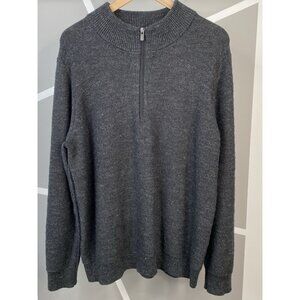 LL Bean Organic Cotton ¼ Zip Sweater Men’s L Reg Pullover Heathered Charcoal